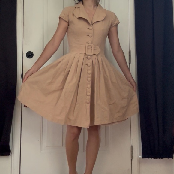 Tan Linen Dress - Picture 7 of 16